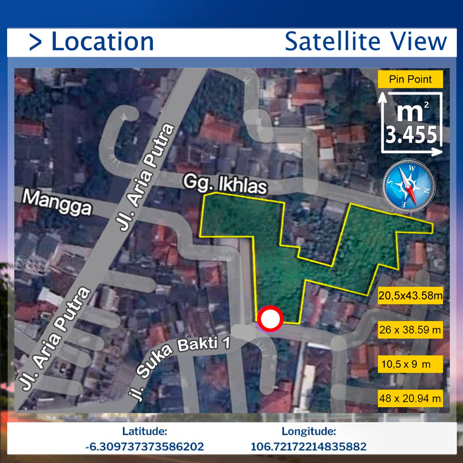 Land for sale Tangerang Selatan Size Plot 3.455m² NFA 2.418,5m² Near Bintaro ExChange Mall and Pembangunan Jaya University 5