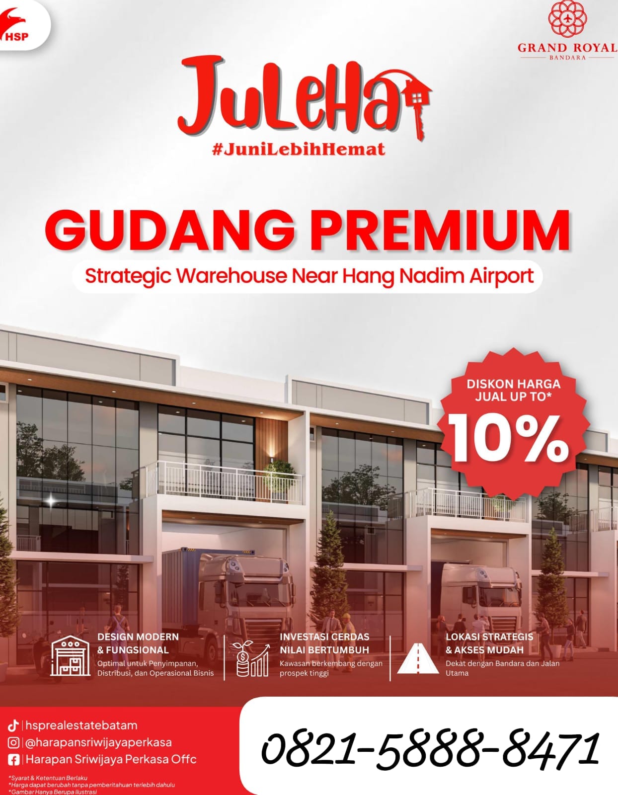 Warehouse for Sale in Permata Bandara Bizpark, Batam with High Ceiling & Loading Dock