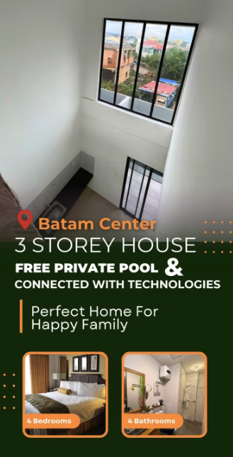 Rumah 3 Lantai The Icon Central Batam | 4 KT, Smart Home, Private Pool | Rp 2.200.000.000 6